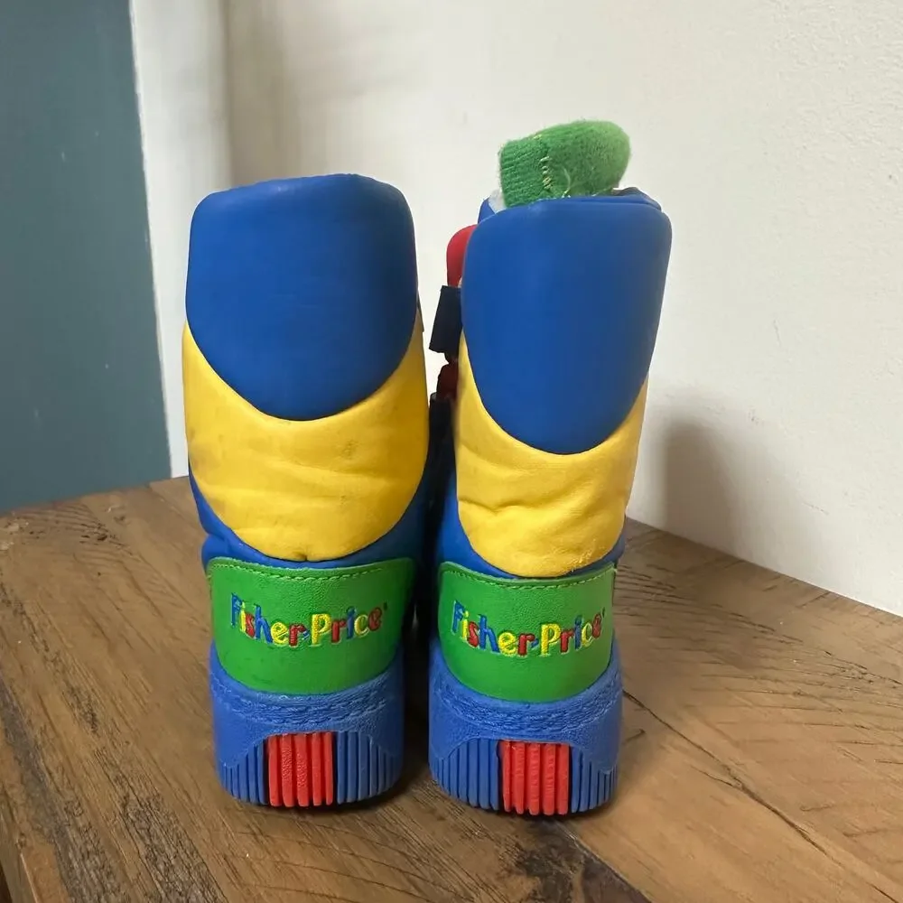 Fisher Price Vintage Toddler Boots Kids Size 5 - 6 Red Blue Stars 1998 Rare